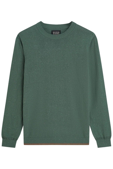 Scotch and Soda Neps Wool-Blend Pullover in Dark Forest — Flatlay view