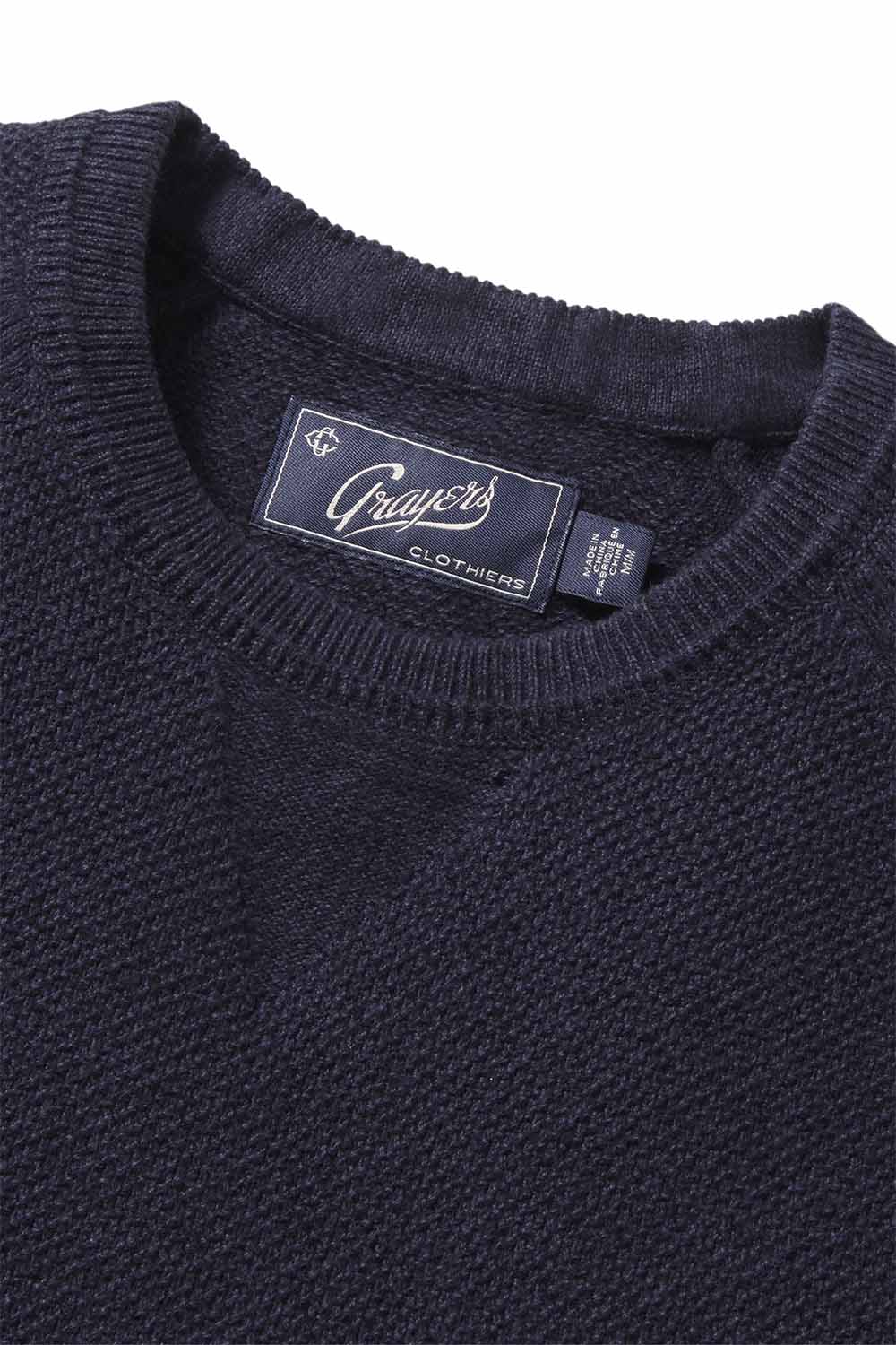 Grayers - Ernest Cashmere Crew - Navy - Collar