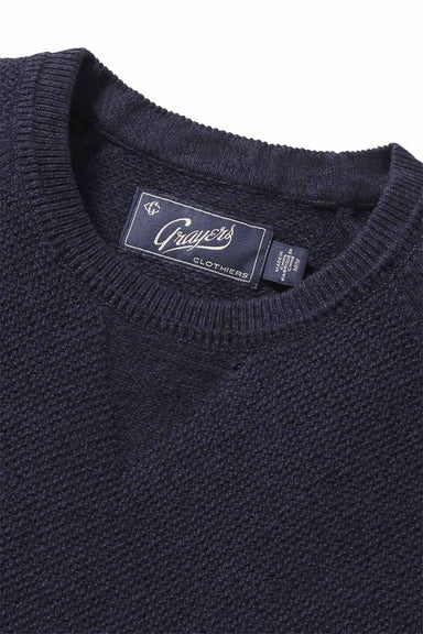 Grayers - Ernest Cashmere Crew - Navy - Collar