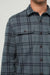 Duer Performance Flannel Overshirt in Marine Plaid — Detail-1 view