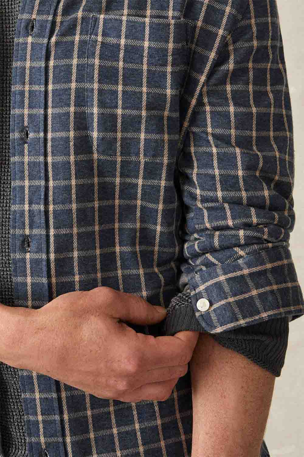Faherty Coastline Knit Shirt Twilight Check Detail