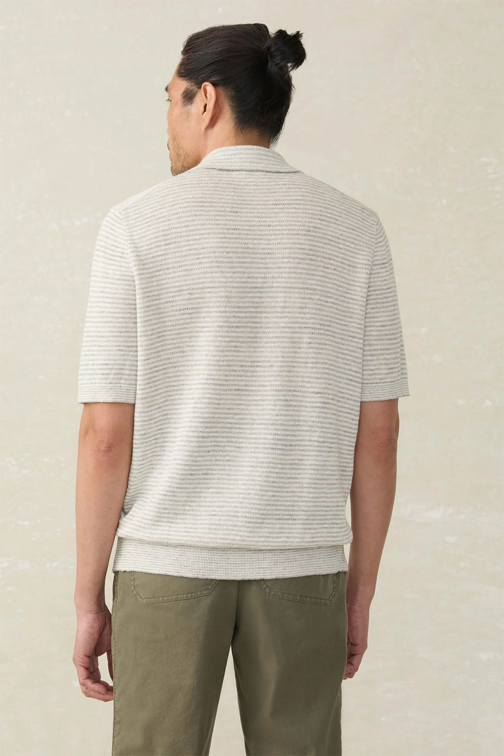 SS LINEN SWEATER POLO Ivory Steel Feeder
