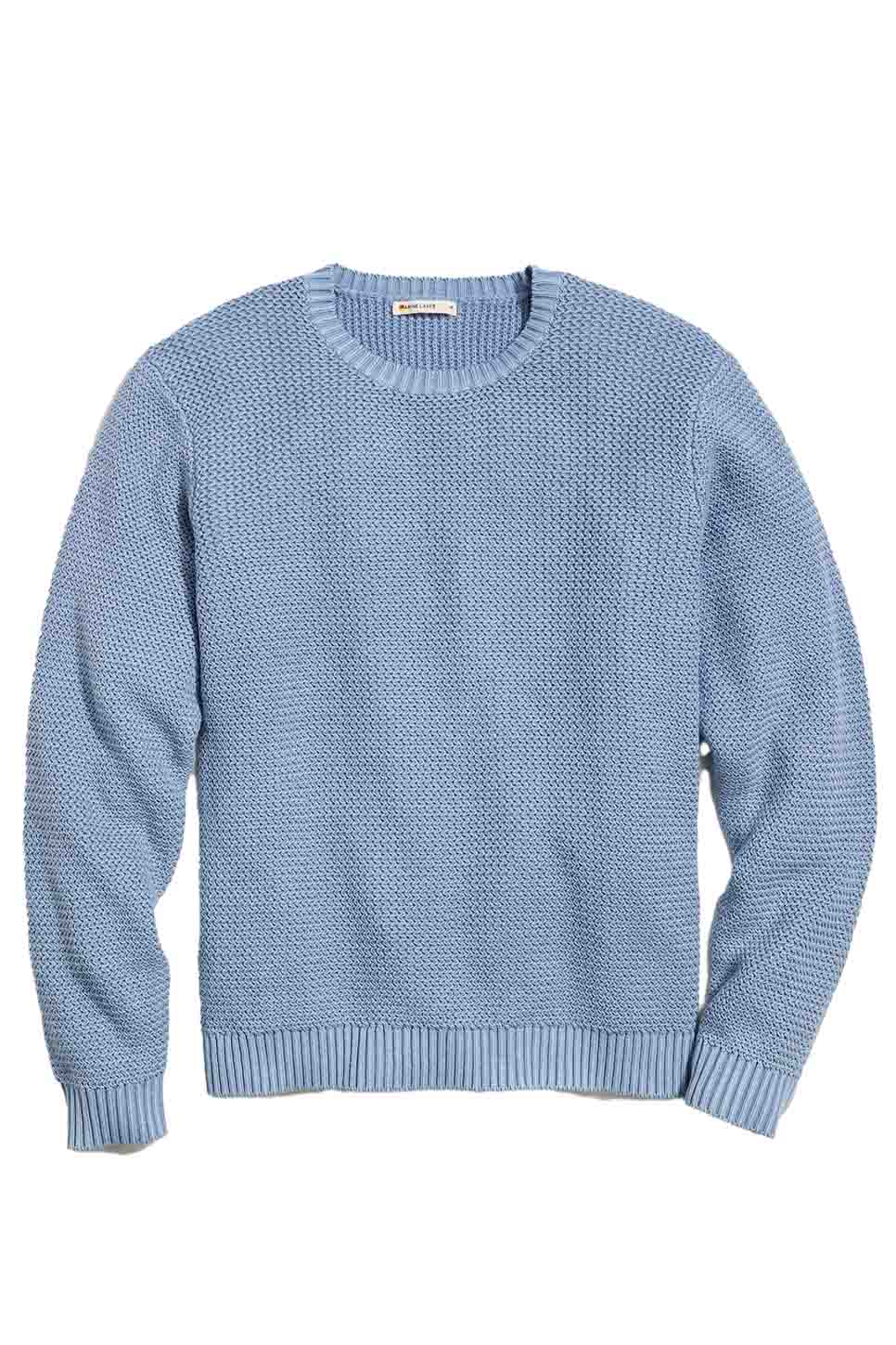 Marine Layer - Garment Dye Crew Sweater - Coronet Blue - Flatlay