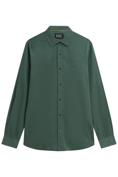 Scotch and Soda Fine Corduroy Shirt in Dark Forest — Flatlay view