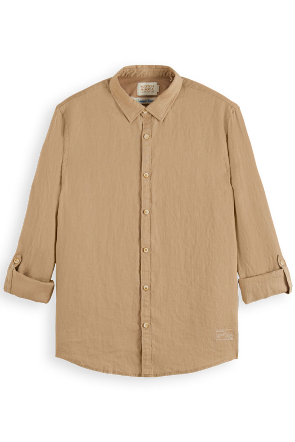 Scotch & Soda - Roll Up Sleeves Linen LS - Seastone - Flatlay