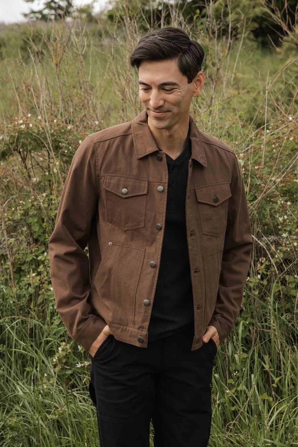 Bridge & Burn - Burl Trucker Jacket - Walnut - Front
