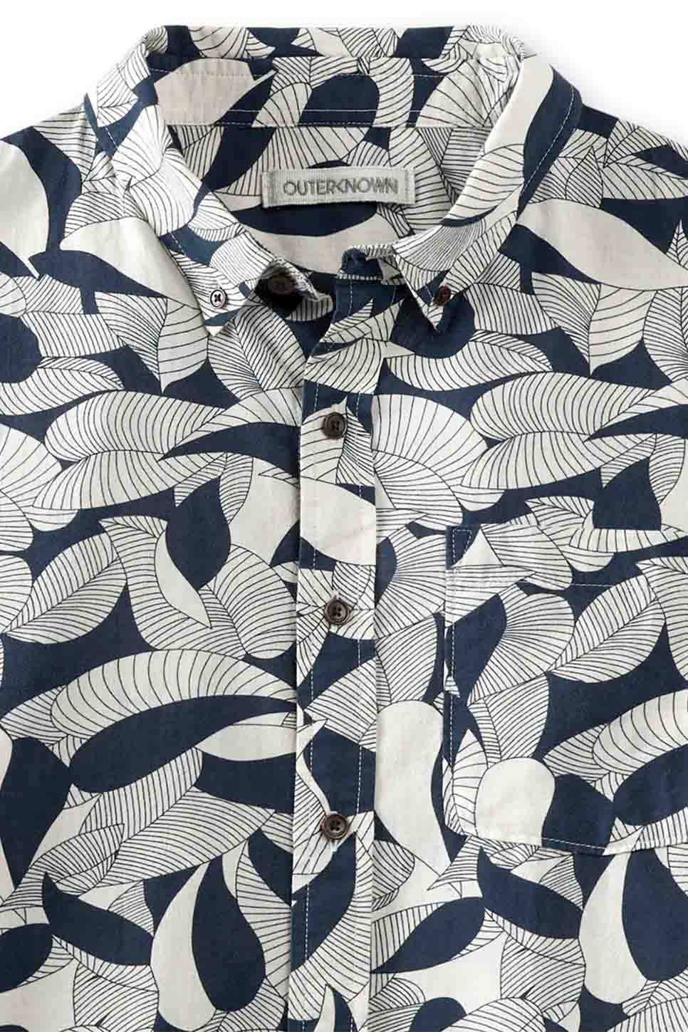 Outerknown - The SS Studio Shirt - Indigo Floating Fauna - Collar