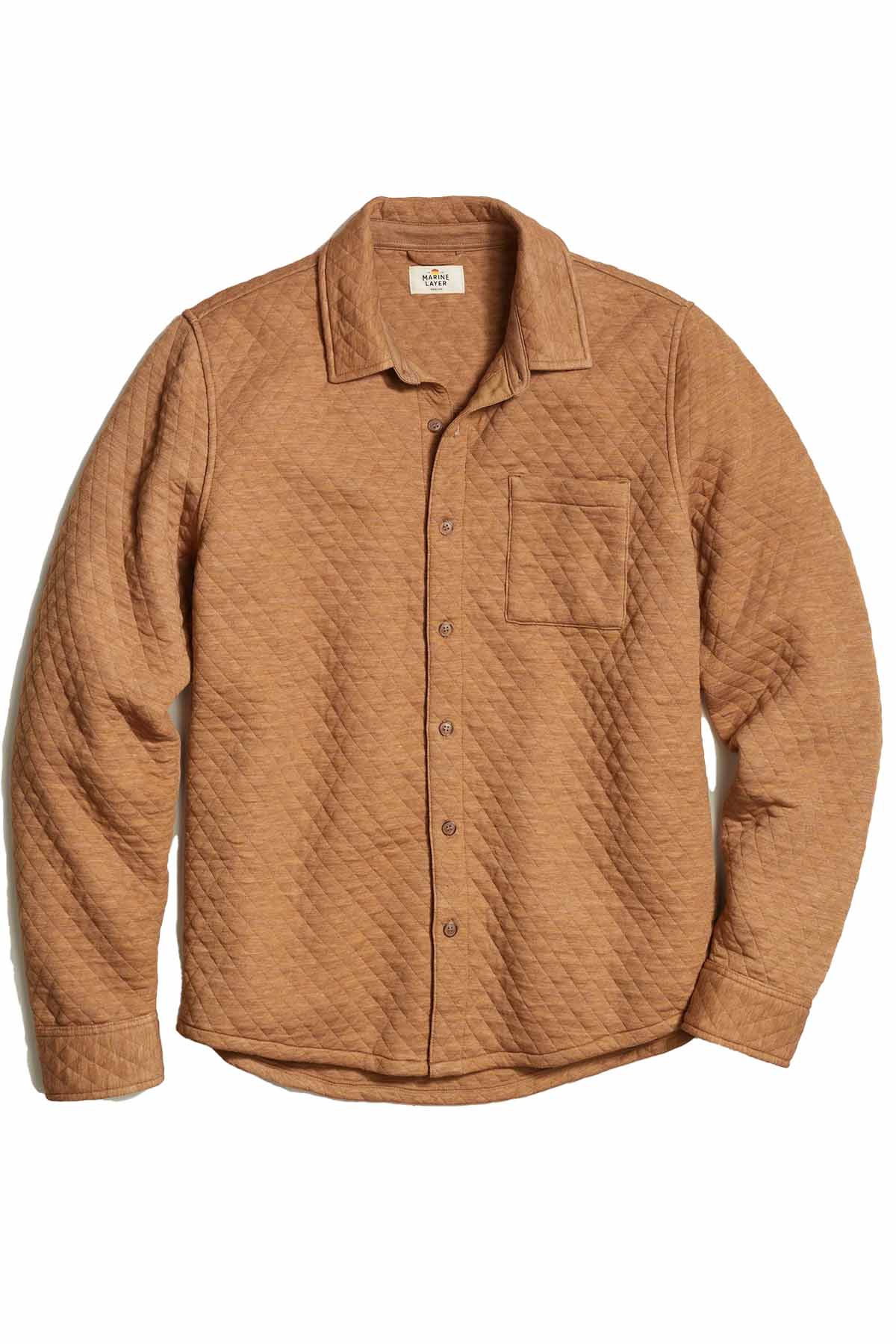 Marine Layer - Corbet Quilted Overshirt - Camel - Flatlay