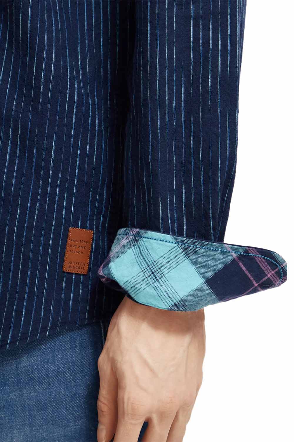 Scotch & Soda - Stripe Linen Shirt - Blue Stripe - Detail
