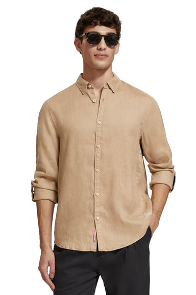 Scotch & Soda - Roll Up Sleeves Linen LS - Seastone - Front