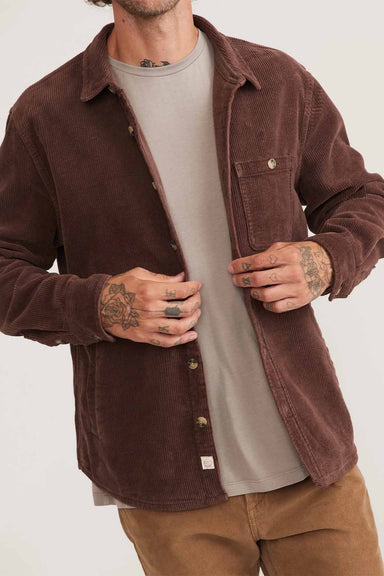 Marine Layer - Max Broken In Corduroy Overshirt - Chocolate - Front