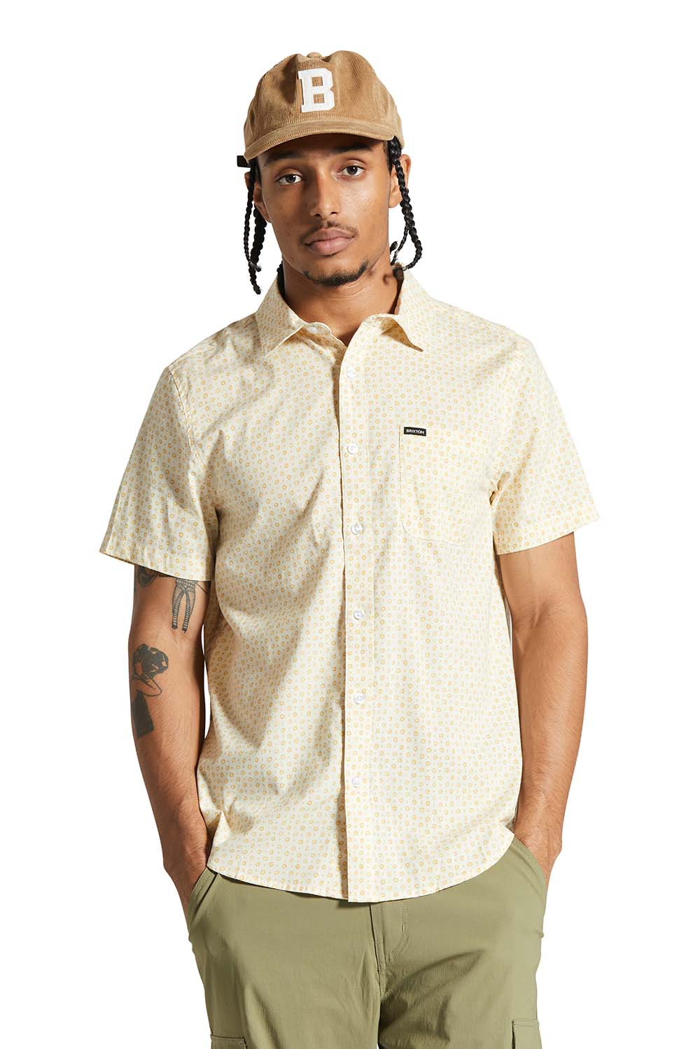 Brixton - Charter Print SS - Whitecap Micro - Front