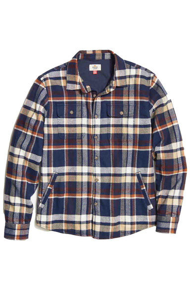 Marine Layer - Signature Lined Camping Shirt - Navy/Brown Plaid - Flatlay