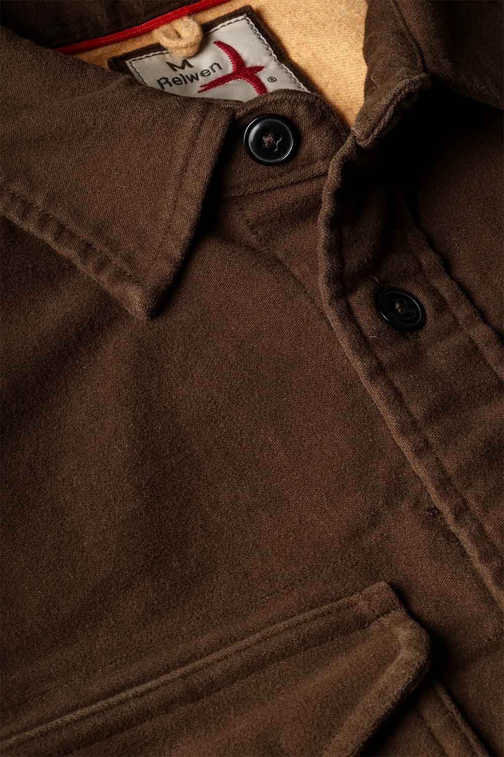 Relwen - Utility Workshirt - Coffee Moleskin - Detail