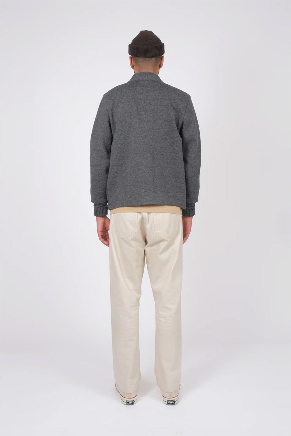 Dehen - Classic Cardigan - Charcoal - On-Model Back