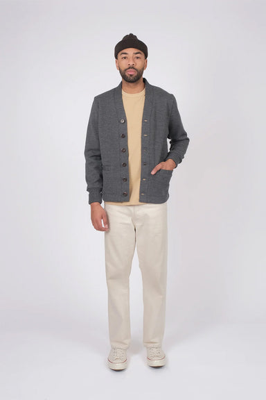 Dehen - Classic Cardigan - Charcoal - On-Model Front