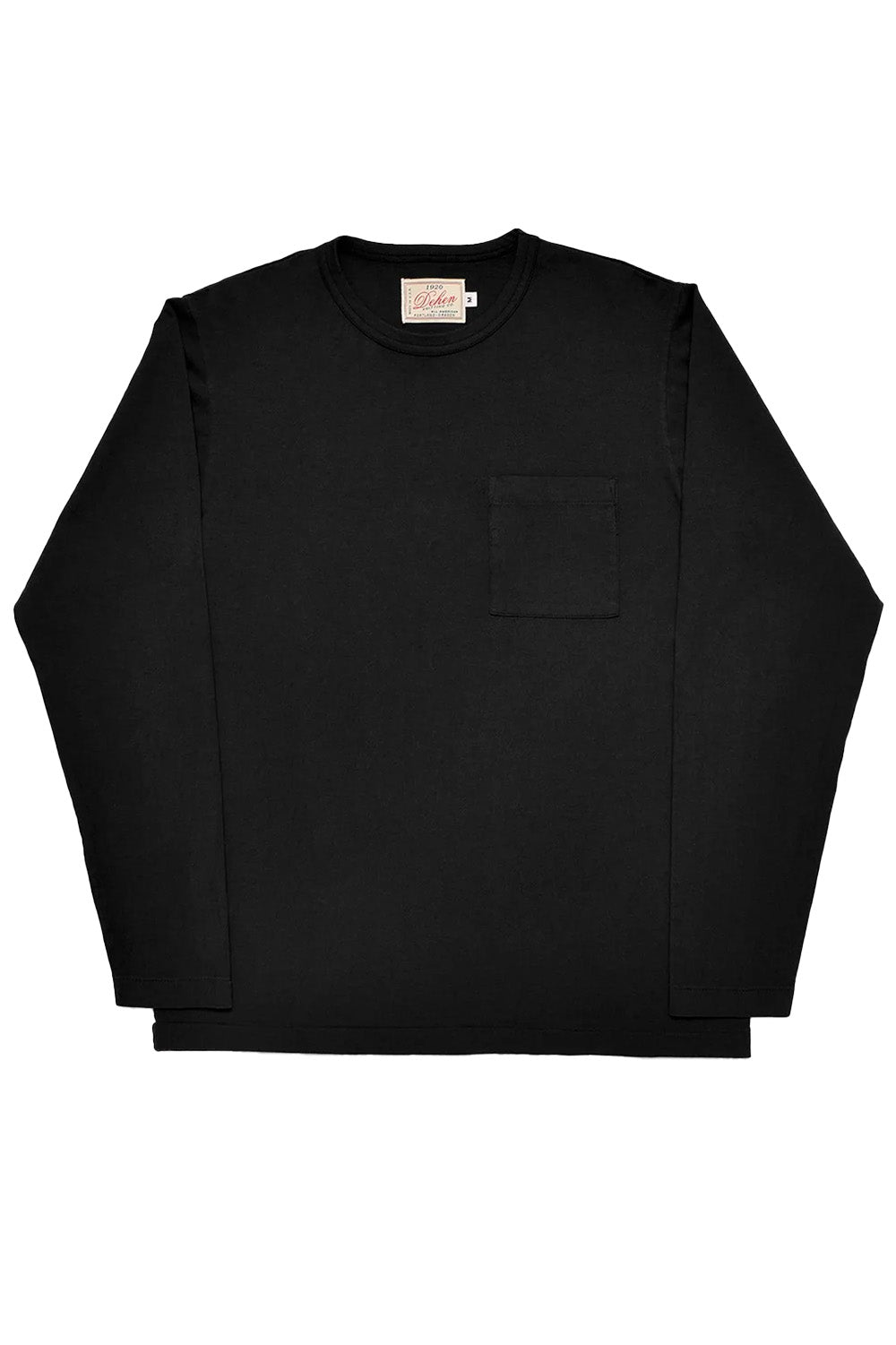 Dehen - Heavy Duty Long Sleeve Pocket Tee - Black - Flatlay Front