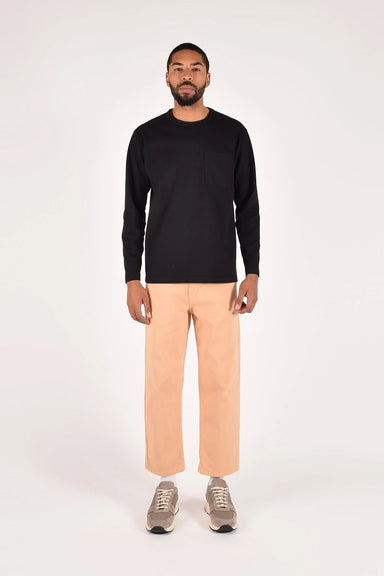 Dehen - Heavy Duty Long Sleeve Pocket Tee - Black - On-Model Front