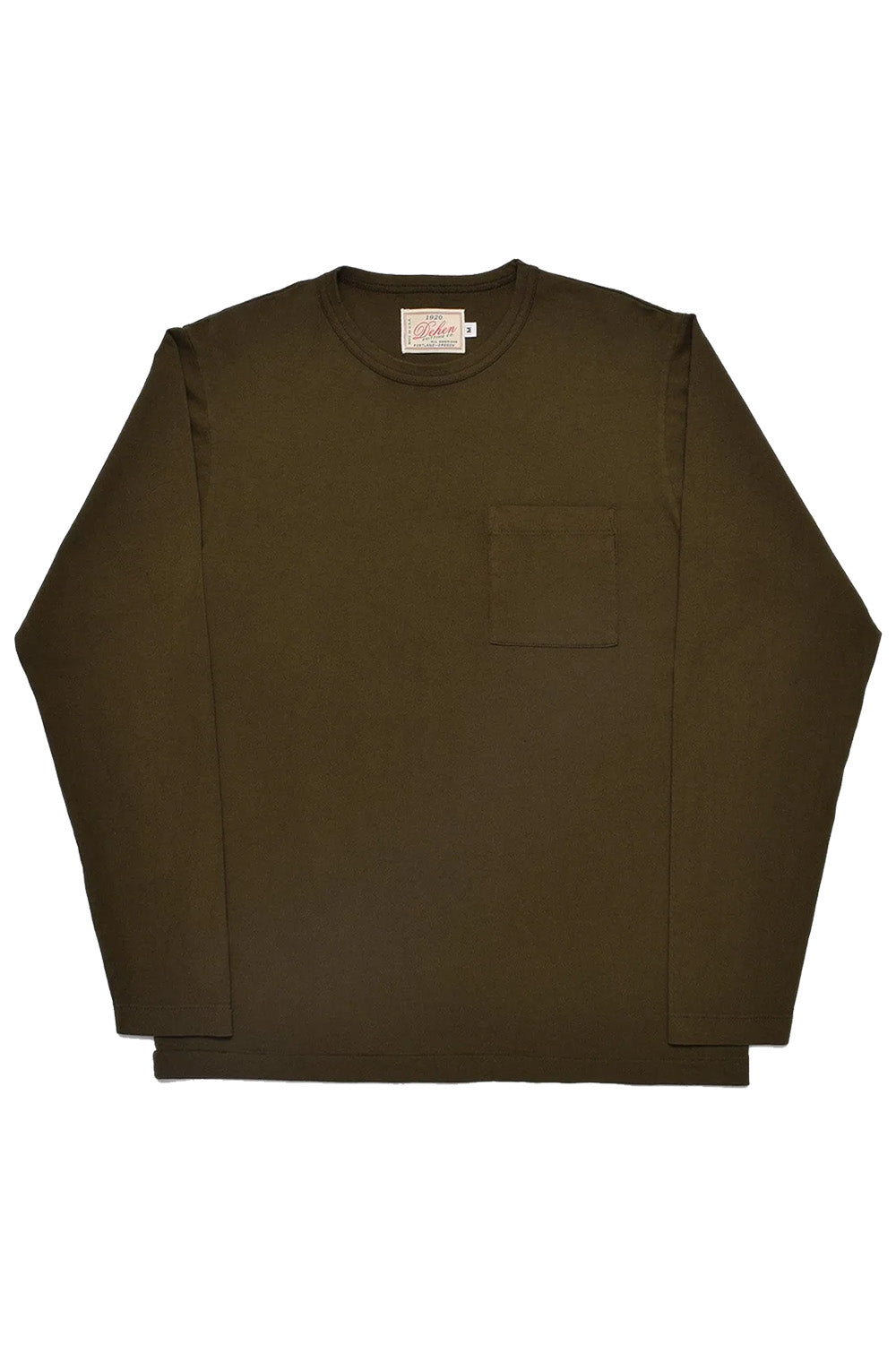 Dehen - Heavy Duty Long Sleeve Pocket Tee - Loden - Flatlay Front