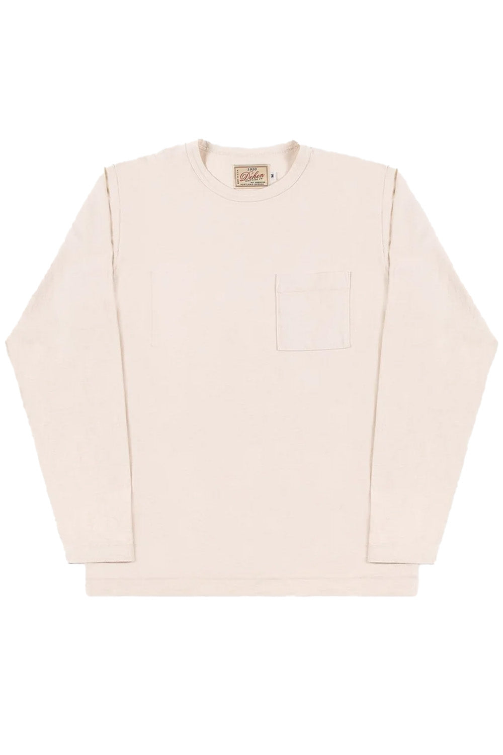Dehen - Heavy Duty Long Sleeve Pocket Tee - Natural - Flatlay Front