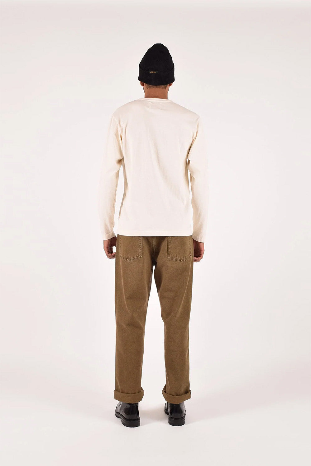 Dehen - Heavy Duty Long Sleeve Pocket Tee - Natural - On-Model Back