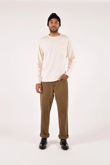 Dehen - Heavy Duty Long Sleeve Pocket Tee - Natural - On-Model Front