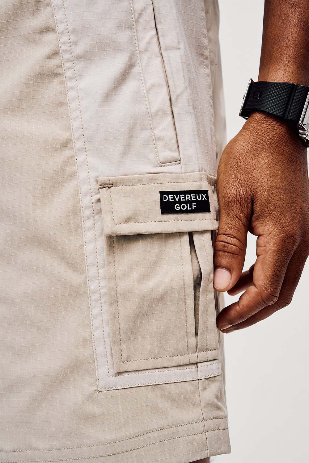 devereux golf cargo short beige detail