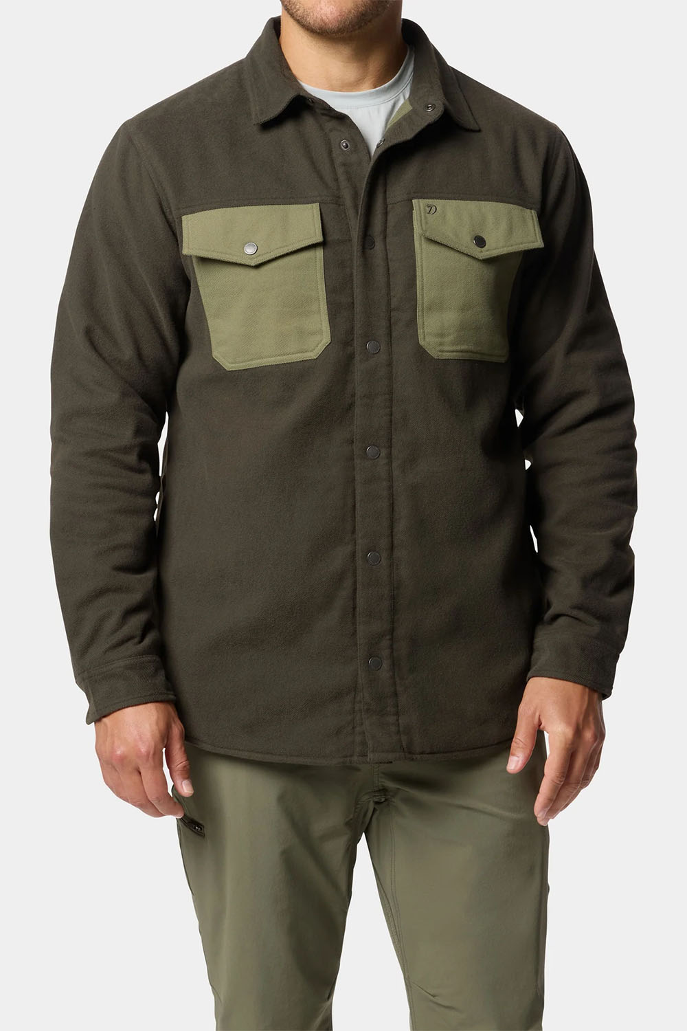 duck camp campfire shacket raven front