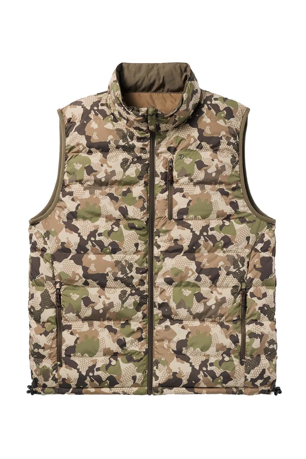 duck camp drydown reversible vest pin oak wetland reversed
