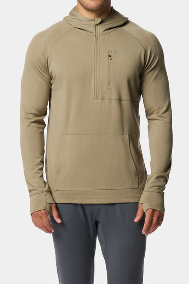 duck camp merino half zip hood sagebrush front