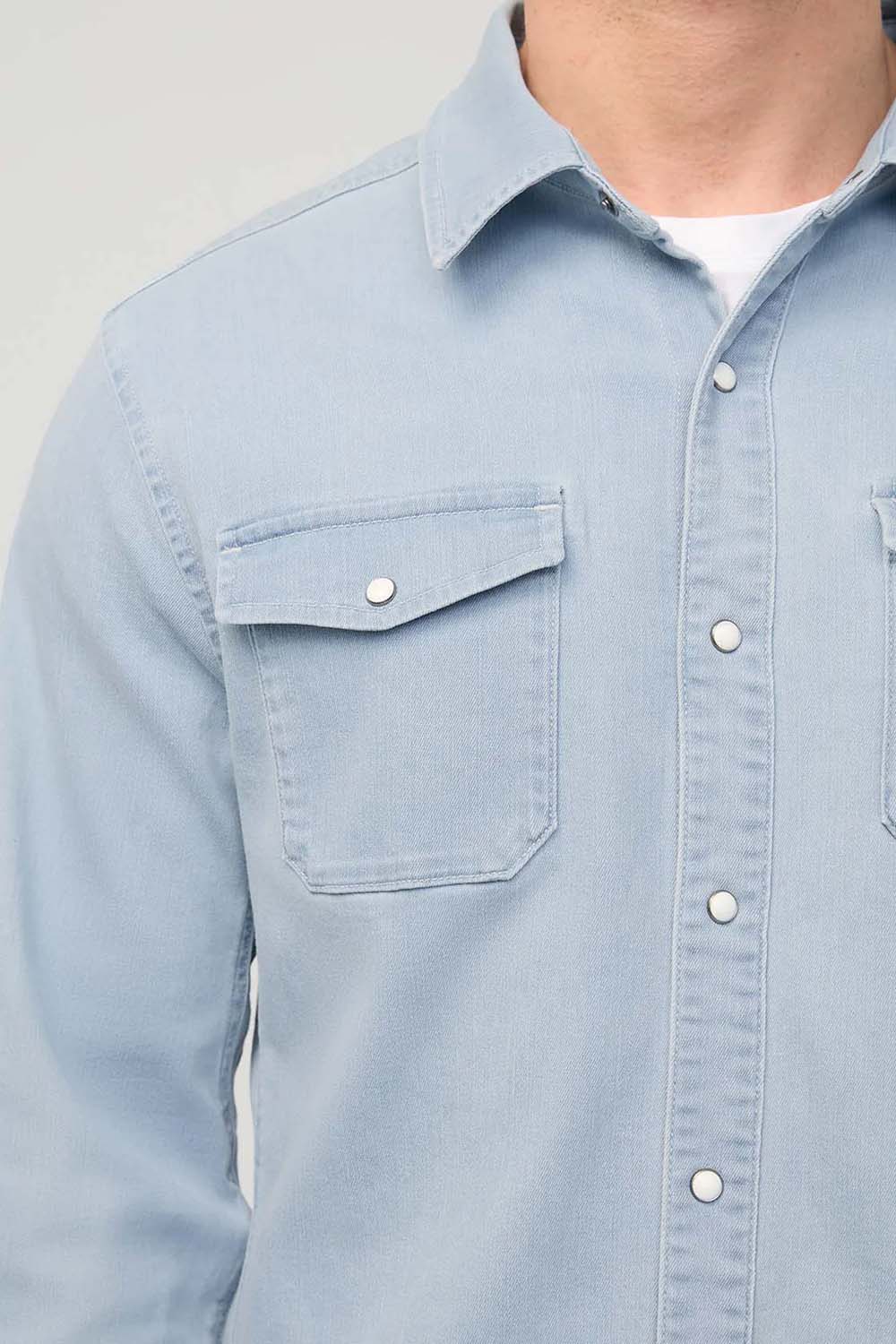duer performance denim lite shirt dune blue detail