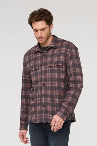 duer performance flannel heather mauve plaid front