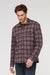 duer performance flannel heather mauve plaid front