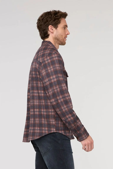 duer performance flannel heather mauve plaid side