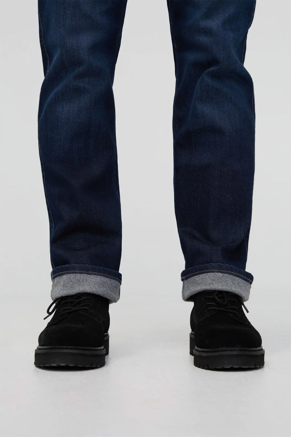 duer tech fleece denim straight dark indigo hem