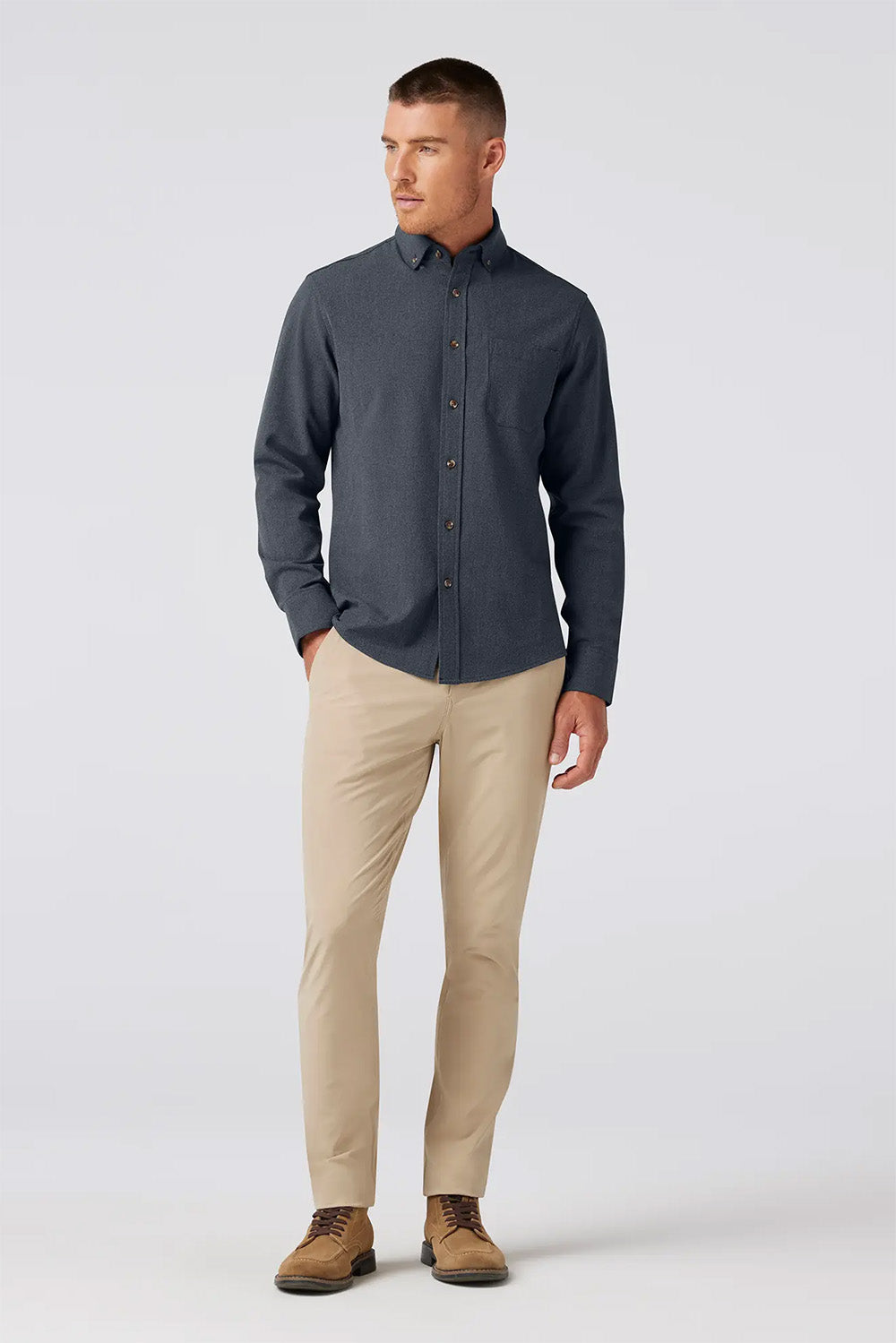 Mizzen + Main - City Flannel - Navy Heather - Profile