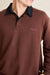 Rhythm Koa Rugby Polo in Chocolate — Detail-Collar view