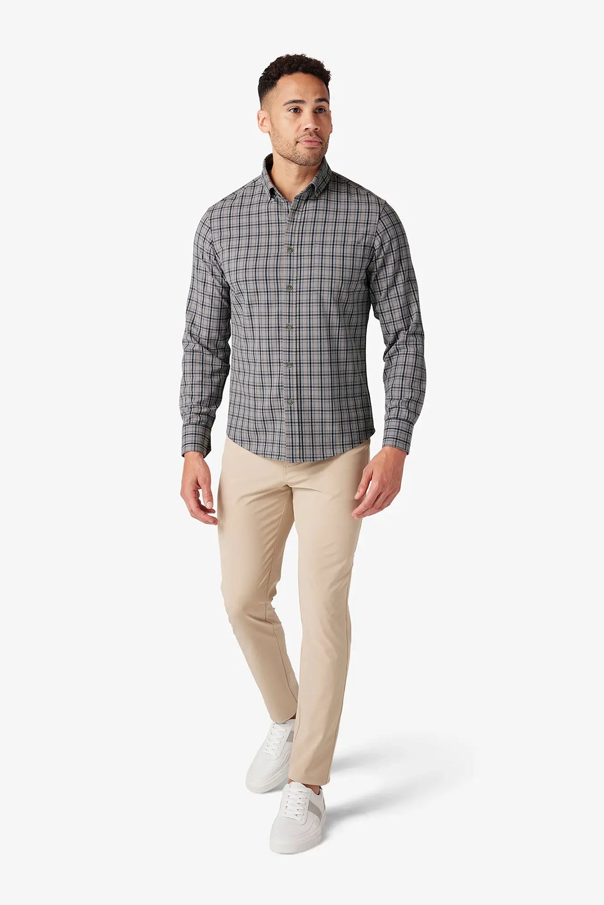 Mizzen + Main - City Flannel - Nickel Houston Plaid - Front