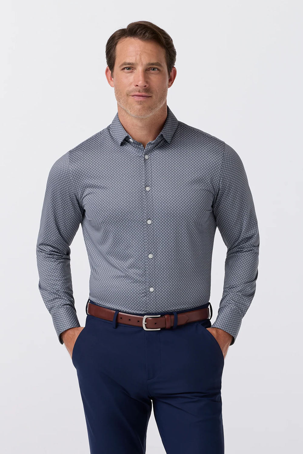 Mizzen+Main Halyard Dress Shirt in Dark Slate Cover — Front view