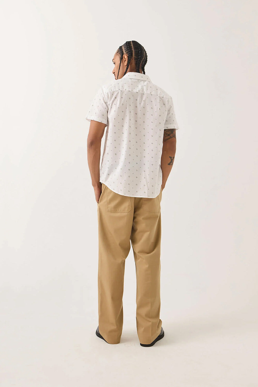 Brixton Charter Print Short Sleeve in White/Geo — Back view