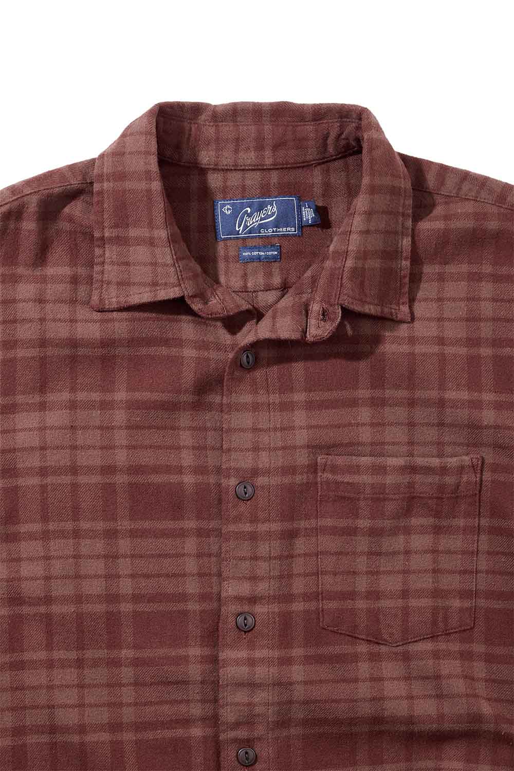Grayers - Jaspe MW Flannel - Root Beer - Collar