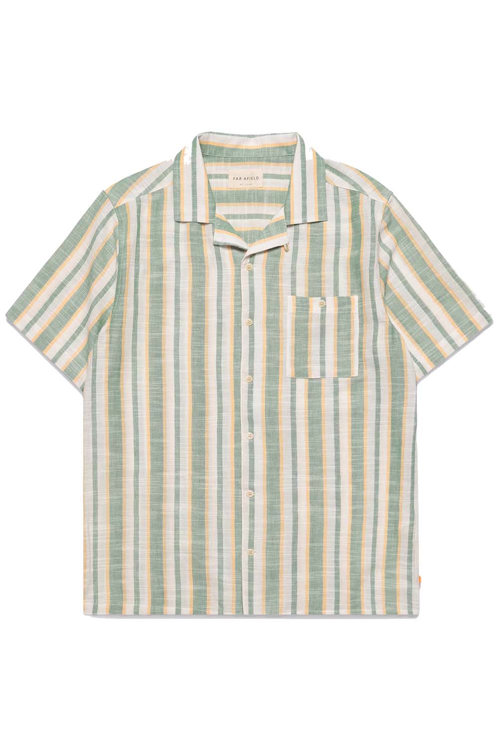 Far Afield - Selleck SS Shirt - Slub Stripe/Frosty Green