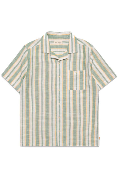 Far Afield - Selleck SS Shirt - Slub Stripe/Frosty Green