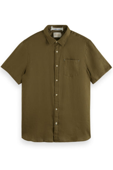Scotch & Soda - Short Sleeve Linen Shirt - Algae - Front