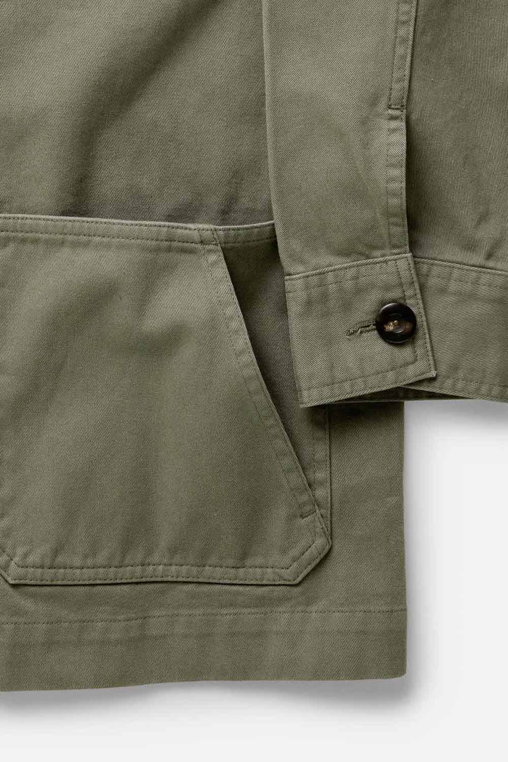 Taylor Stitch Ojai Jacket in Organic Smoked Olive — Detail-2 view