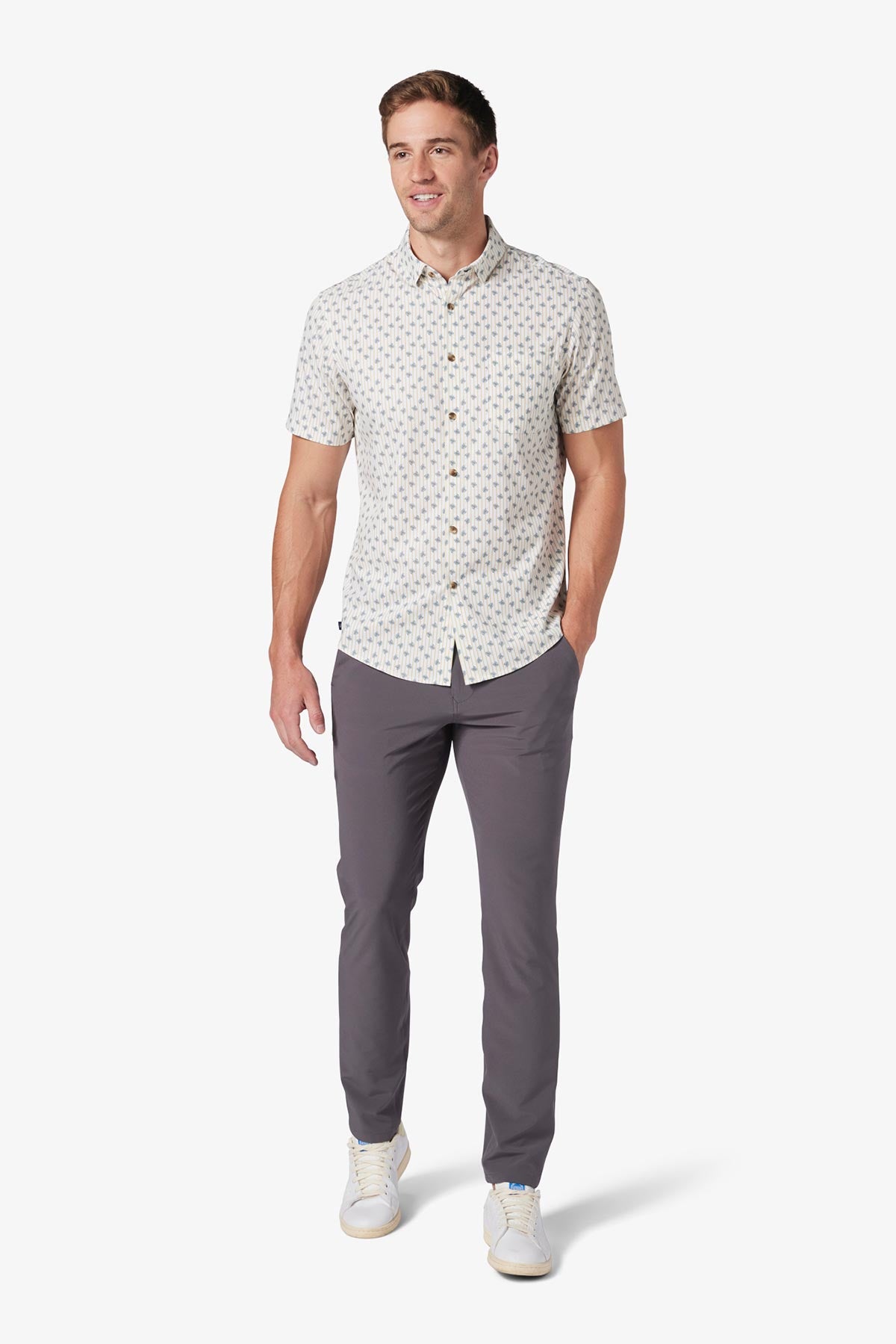 LEEWARD SS Stripe Palm Print