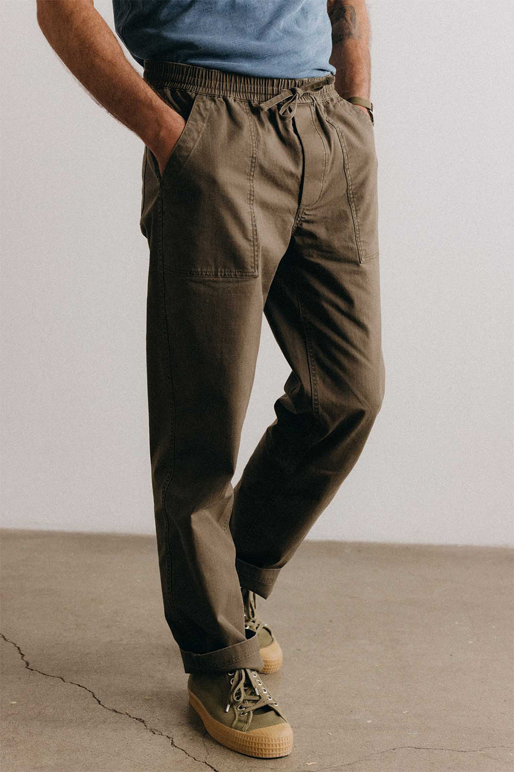 Taylor Stitch - The Breakwater Pant - Mushroom Ripstop - Front