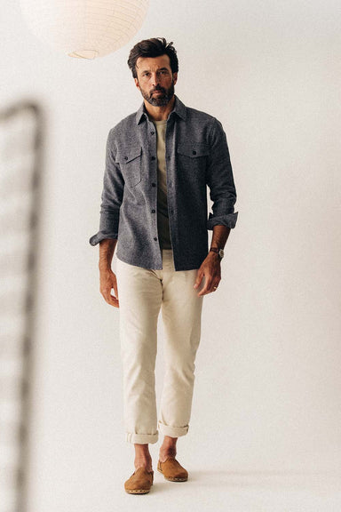 Taylor Stitch - The Point Shirt - Blue Heather Linen Tweed - Model