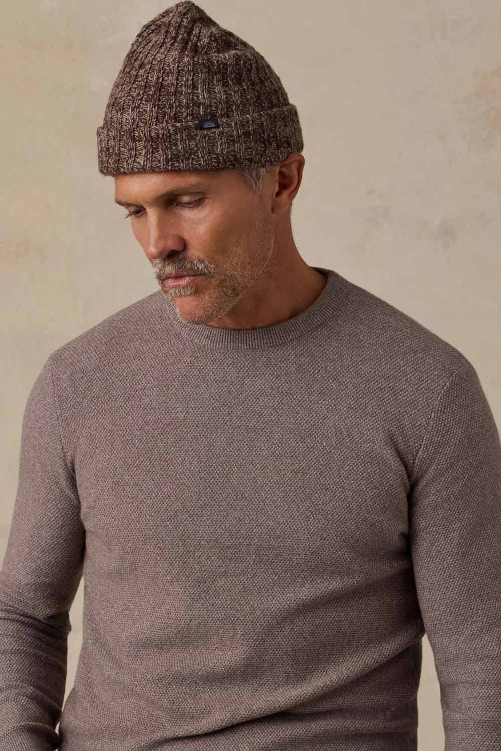 Faherty - Jackson Crew Sweater - Ironwood Heather - Model Detail