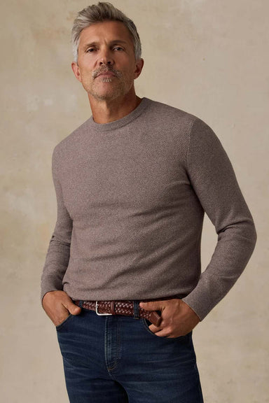 Faherty - Jackson Crew Sweater - Ironwood Heather - Model Front